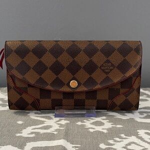 Louis Vuitton Damier Ebene Caissa Wallet w/Red Interior Wallet w/Box & Dust Bag